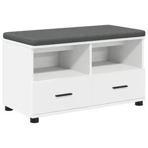 vidaXL Banc d'entr&eacute;e Blanc 80 x 38 x 46 cm Bois Ing&eacute;nierie et Tissu