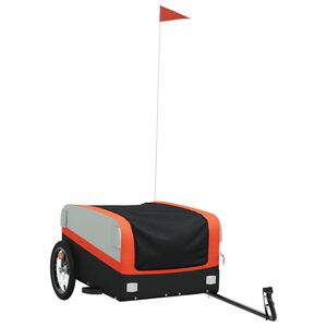 vidaXL Remorque de v&eacute;lo noir et orange 45 kg fer