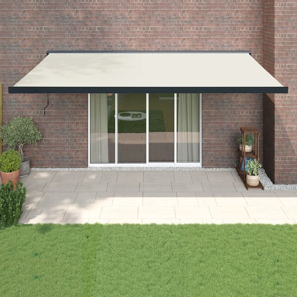 vidaXL Auvent r&eacute;tractable cr&egrave;me 5x3 m tissu et aluminium