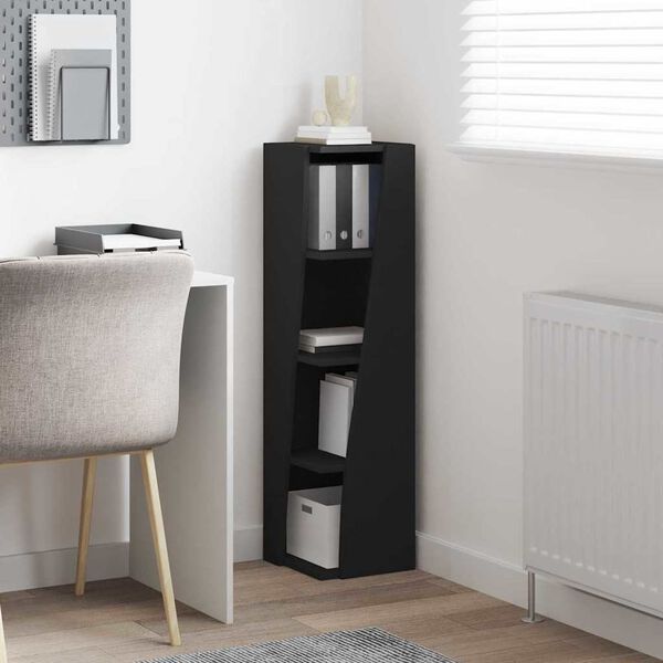 vidaXL Meuble d'angle Noir 27,5x27x102cm Bois d'ing&eacute;nierie