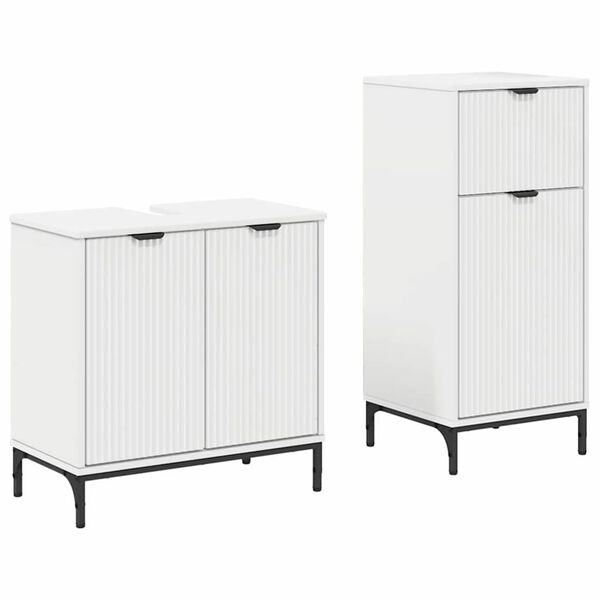 vidaXL Ensemble de mobilier de salle de bain avec tiroir 2 pcs Blanc