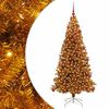 vidaXL Sapin de No&euml;l avec 300 LED avec support Dor&eacute; 180 cm PET