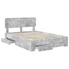 vidaXL Cadre de lit Gris b&eacute;ton 140 x 190 cm Bois d'ing&eacute;nierie
