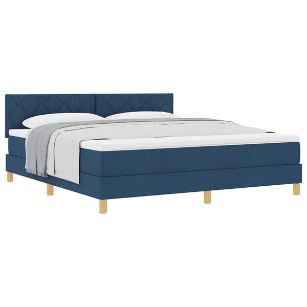 vidaXL Lit boxspring avec matelas avec matelas Bleu 180 x 200 cm tissu