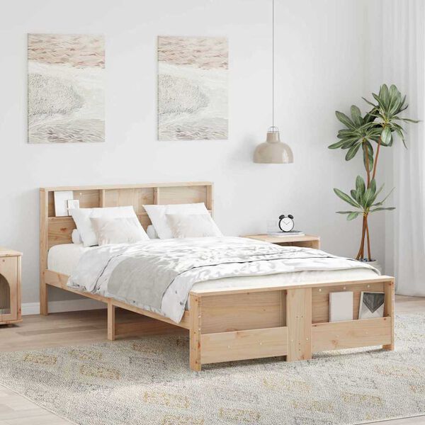 vidaXL Cadre de lit Marron 140 x 190 cm Bois d'ing&eacute;nierie