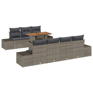 vidaXL Ensemble de canap&eacute; de jardin 8 pc Gris polyrotin