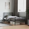 vidaXL Cadre de lit m&eacute;tal sans matelas avec pied de lit noir 90x200 cm