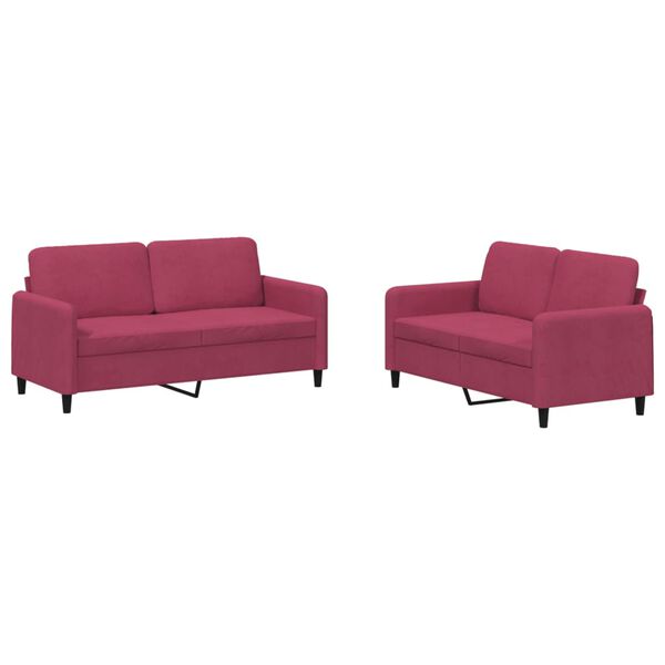 vidaXL Ensemble de canap&eacute;s 2 pcs rouge bordeaux velours
