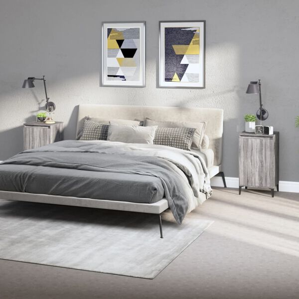 vidaXL Tables de chevet 2 pcs sonoma gris 40x35x70cm bois d'ing&eacute;nierie