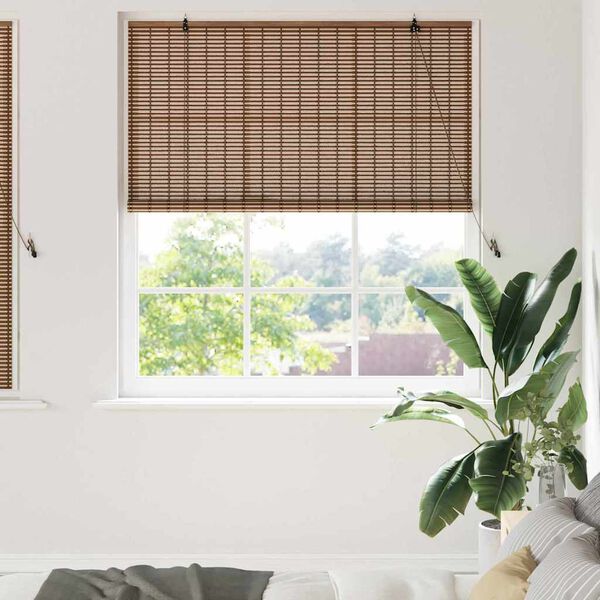 vidaXL Store enrouleur avec des rideaux Marron 140 x 160 cm Bambou