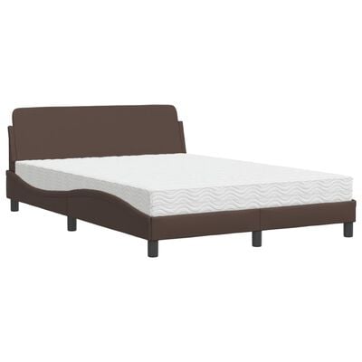 vidaXL Lit avec matelas marron 140x200 cm similicuir