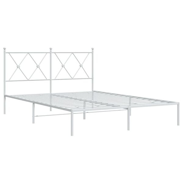 vidaXL Cadre de lit métal sans matelas et tête de lit blanc 135x190 cm