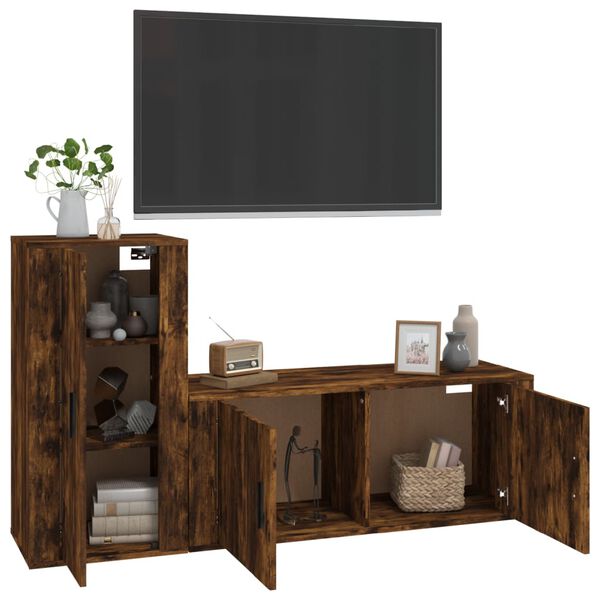 vidaXL Ensemble de meubles TV 2 pcs Ch&ecirc;ne fum&eacute; Bois d'ing&eacute;nierie