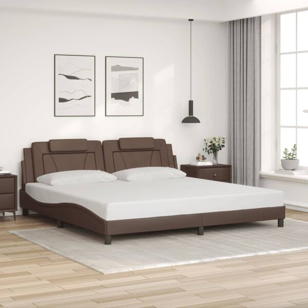 vidaXL Cadre de lit Viana avec LED sans matelas marron 200x200 cm