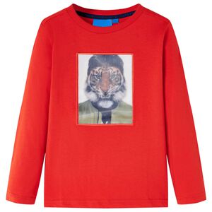 vidaXL T-shirt pour enfants &agrave; manches longues rouge 128