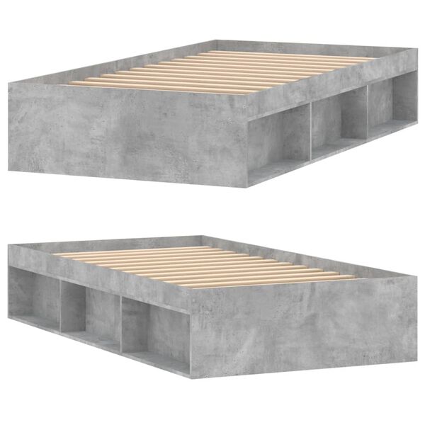 vidaXL Cadre de lit sans matelas gris béton 100x200 cm