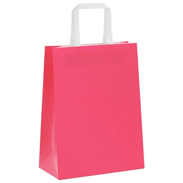 vidaXL Sacs en papier 250 pcs avec poign&eacute;es rose 21x11x28 cm