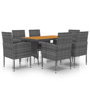vidaXL Ensemble &agrave; manger d'ext&eacute;rieur 7 pcs R&eacute;sine tress&eacute;e Gris