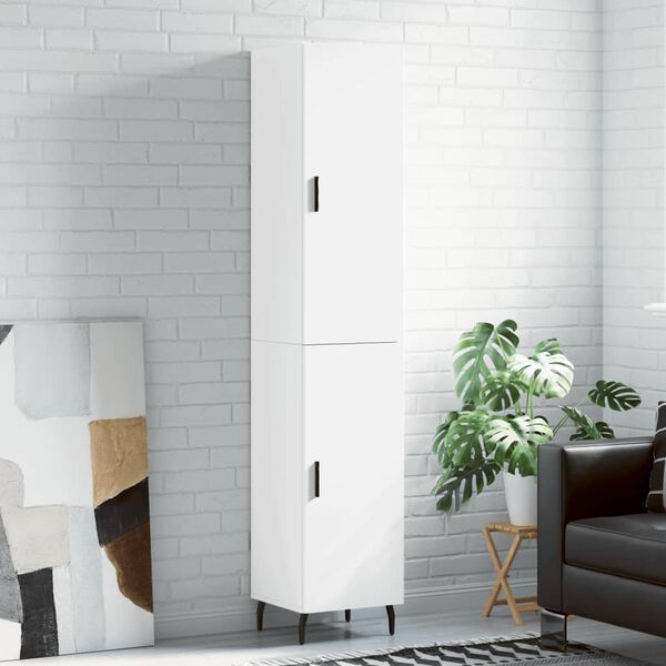 vidaXL Buffet haut Blanc 34,5x34x180 cm Bois d'ing&eacute;nierie