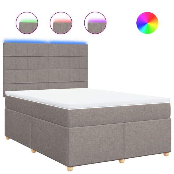 vidaXL Sommier &agrave; lattes de lit avec matelas Taupe 140x200 cm Tissu