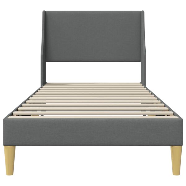 vidaXL Cadre de lit avec t&ecirc;te de lit Gris fonc&eacute; 100 x 200 cm tissu