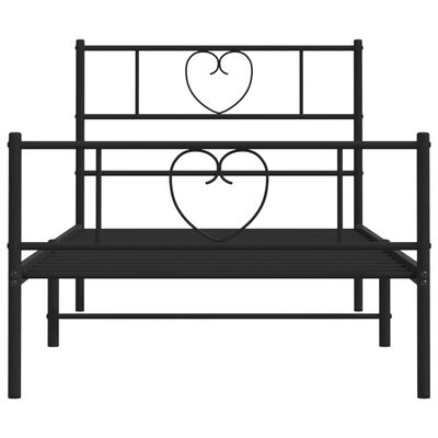 vidaXL Cadre de lit métal sans matelas avec pied de lit noir 90x190 cm