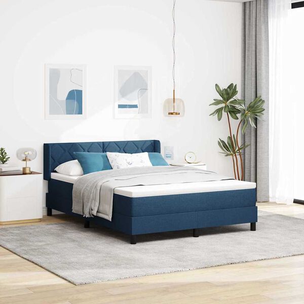 vidaXL Lit &agrave; ressorts avec matelas Bleu 200 x 160 cm Polyester