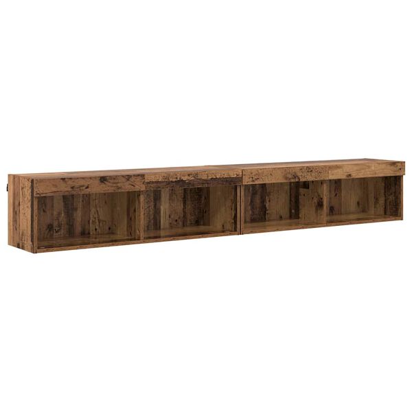 vidaXL Ensemble meuble TV avec LED 2 pcs Bois ancien 100 x 30 x 30 cm