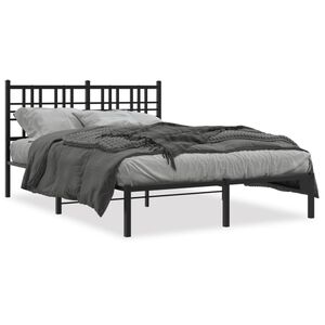 vidaXL Cadre de lit m&eacute;tal sans matelas avec t&ecirc;te de lit noir 140x200cm
