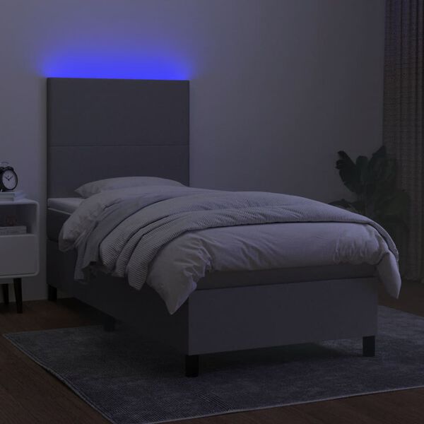 vidaXL Sommier &agrave; lattes de lit et matelas et LED Gris clair 100x200 cm