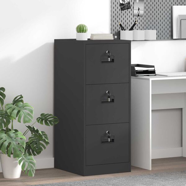 vidaXL Cabinet de Dossier Noir 44 x 50 x 106.5 cm Acier Lamin&eacute; &agrave; Froid
