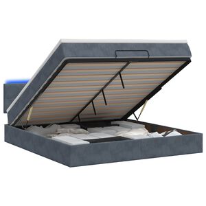 vidaXL Lit coffre avec matelas et LED Gris fonc&eacute; 160 x 200 cm Velours