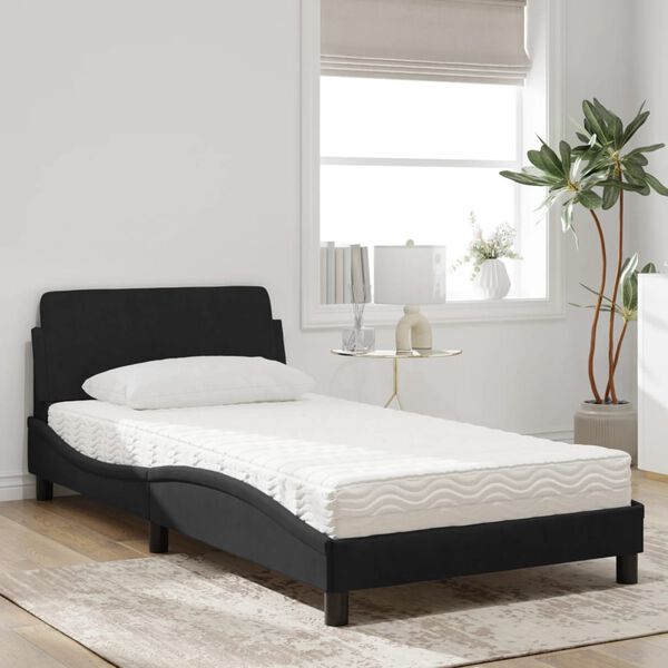 vidaXL Lit avec matelas Dover noir 100x200 cm velours