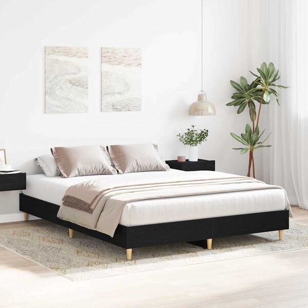 vidaXL Cadre de lit Ch&ecirc;ne noir 150 x 200 cm Bois d'ing&eacute;nierie