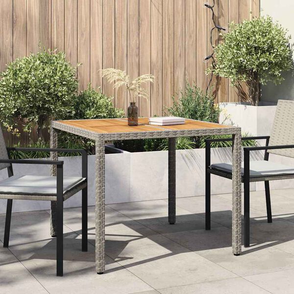 vidaXL Table de jardin pour repas Gris 90 x 90 x 75 cm polyrotin