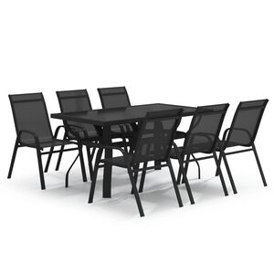 vidaXL Ensemble &agrave; manger de jardin 7 pcs Noir