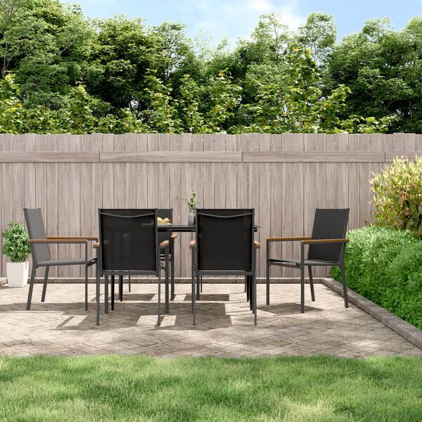 vidaXL Ensemble à manger de jardin 7 pcs noir textilène et acier