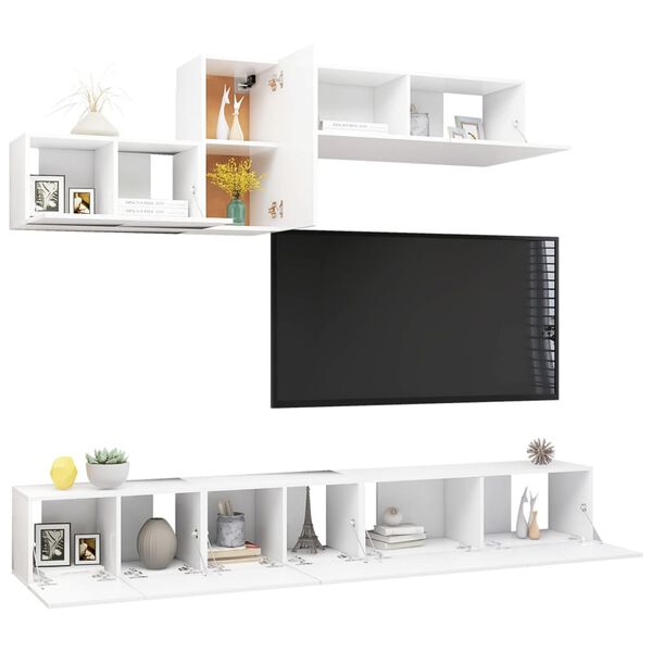 vidaXL Ensemble de meuble TV 6 pcs Blanc Bois d'ing&eacute;nierie
