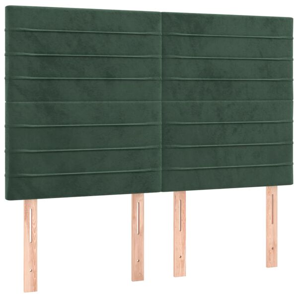 vidaXL T&ecirc;te de lit &agrave; LED Vert fonc&eacute; 144x5x118/128 cm Velours