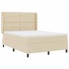 vidaXL Lit &agrave; ressort LED avec t&ecirc;te de lit Cr&egrave;me 140 x 190 cm tissu