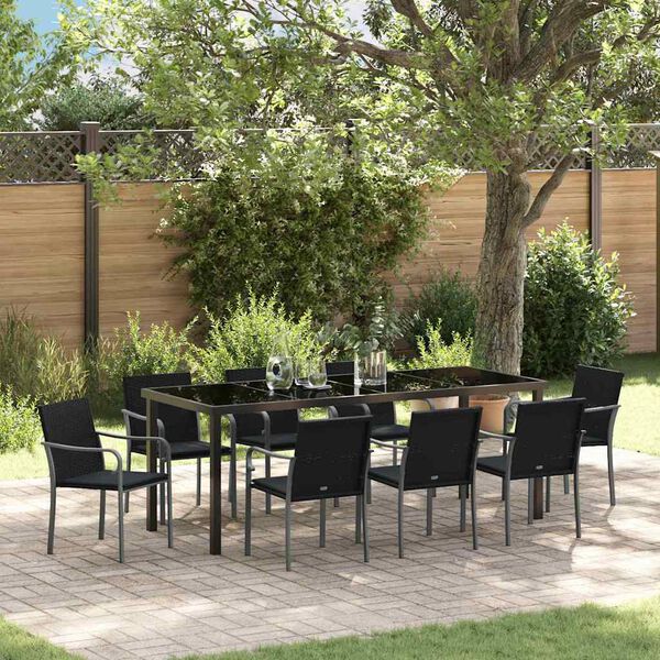 vidaXL Ensemble de salle à manger pour jardin 9 pcs Noir et gris