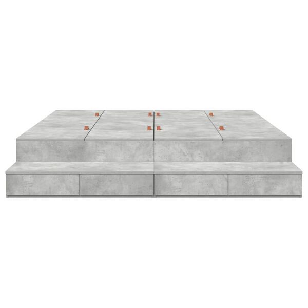 vidaXL Cadre de lit avec rangement Gris b&eacute;ton 180 cm Bois d'ing&eacute;nierie