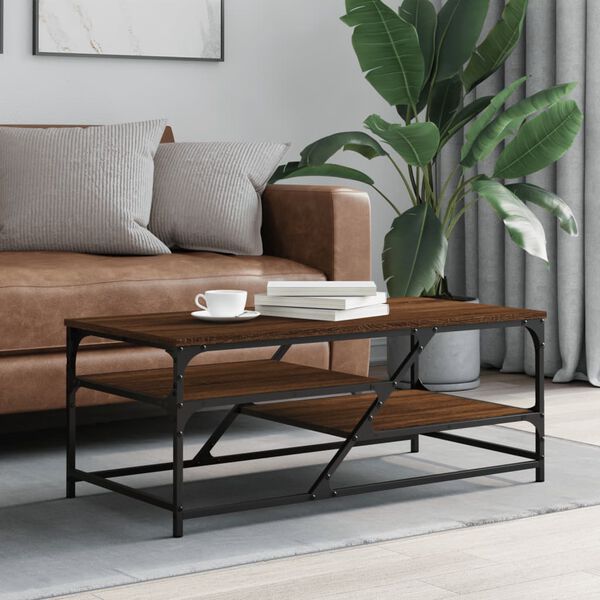 vidaXL Table basse ch&ecirc;ne marron 100x49x40 cm bois d'ing&eacute;nierie