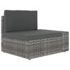 vidaXL Salon de jardin 4 pcs avec coussins Gris R&eacute;sine tress&eacute;e