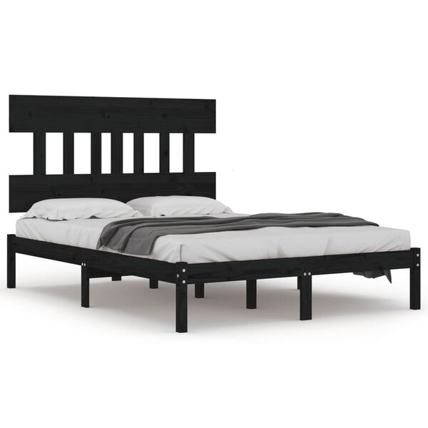 vidaXL Cadre de lit sans matelas noir 200x200 cm bois massif