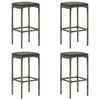 vidaXL Ensemble de bar de jardin 5 pcs et coussins R&eacute;sine tress&eacute;e Gris
