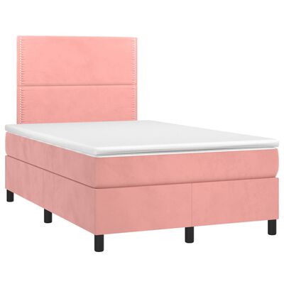 vidaXL Sommier à lattes de lit avec matelas LED Rose 120x200cm Velours