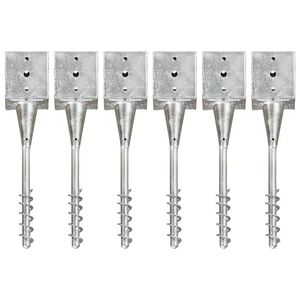vidaXL Piquets au sol 6 pcs Argent&eacute; 12x12x56 cm Acier galvanis&eacute;
