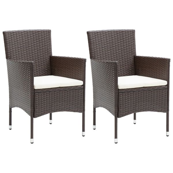 vidaXL Chaises &agrave; manger de jardin lot de 2 R&eacute;sine tress&eacute;e Marron