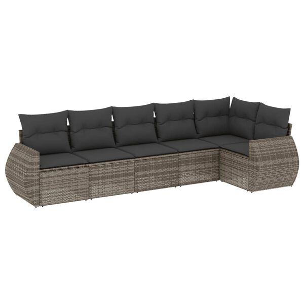 vidaXL Salon de jardin 6 pcs avec coussins gris r&eacute;sine tress&eacute;e